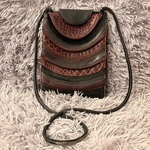 Vintage BRACCIALINI Textured Leather Crossbody Bag